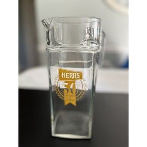 Vintage Herr's 50 Years of Excellence Glass Square Shaped Pitcher